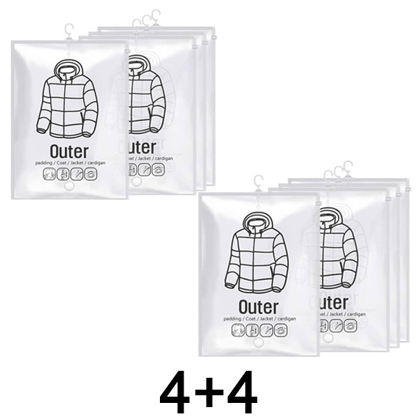 1x Hangende vacuüm opbergzakken – (4 stuks) | VACUHANG 4+4 GRATIS